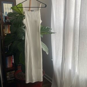 Rihoas white textured cami dress with pearl straps